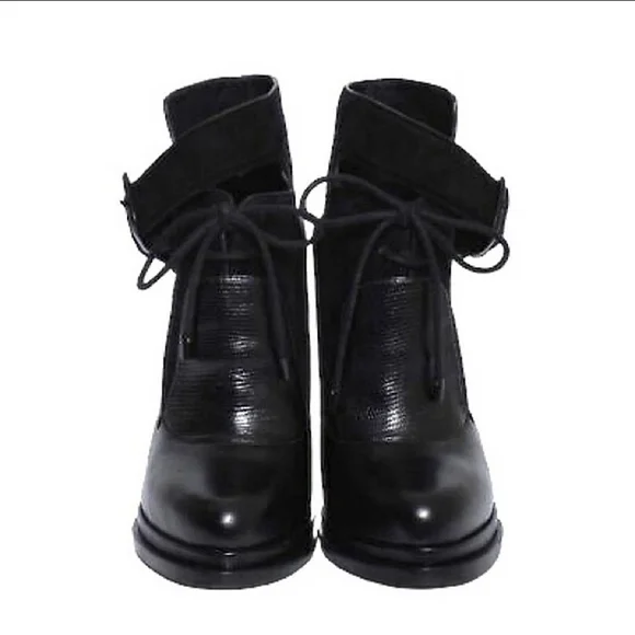 Alexander Wang Black Leather Monique Platform Booties Size 37.5 (7.5) - Picture 4 of 9